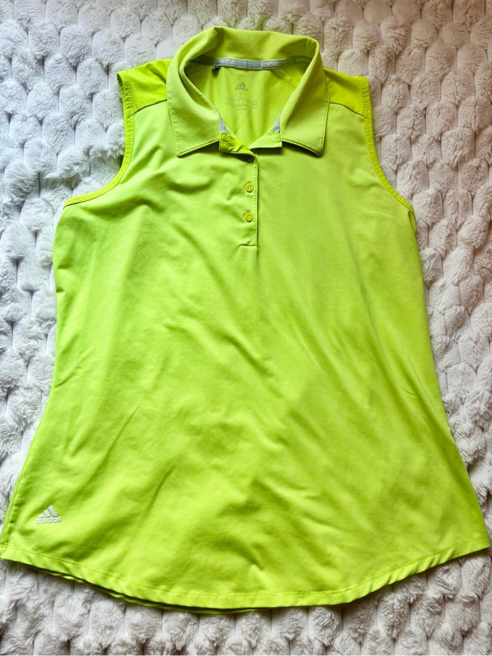 adidas Women’s Sleeveless Polo Tank Top - Neon Lime